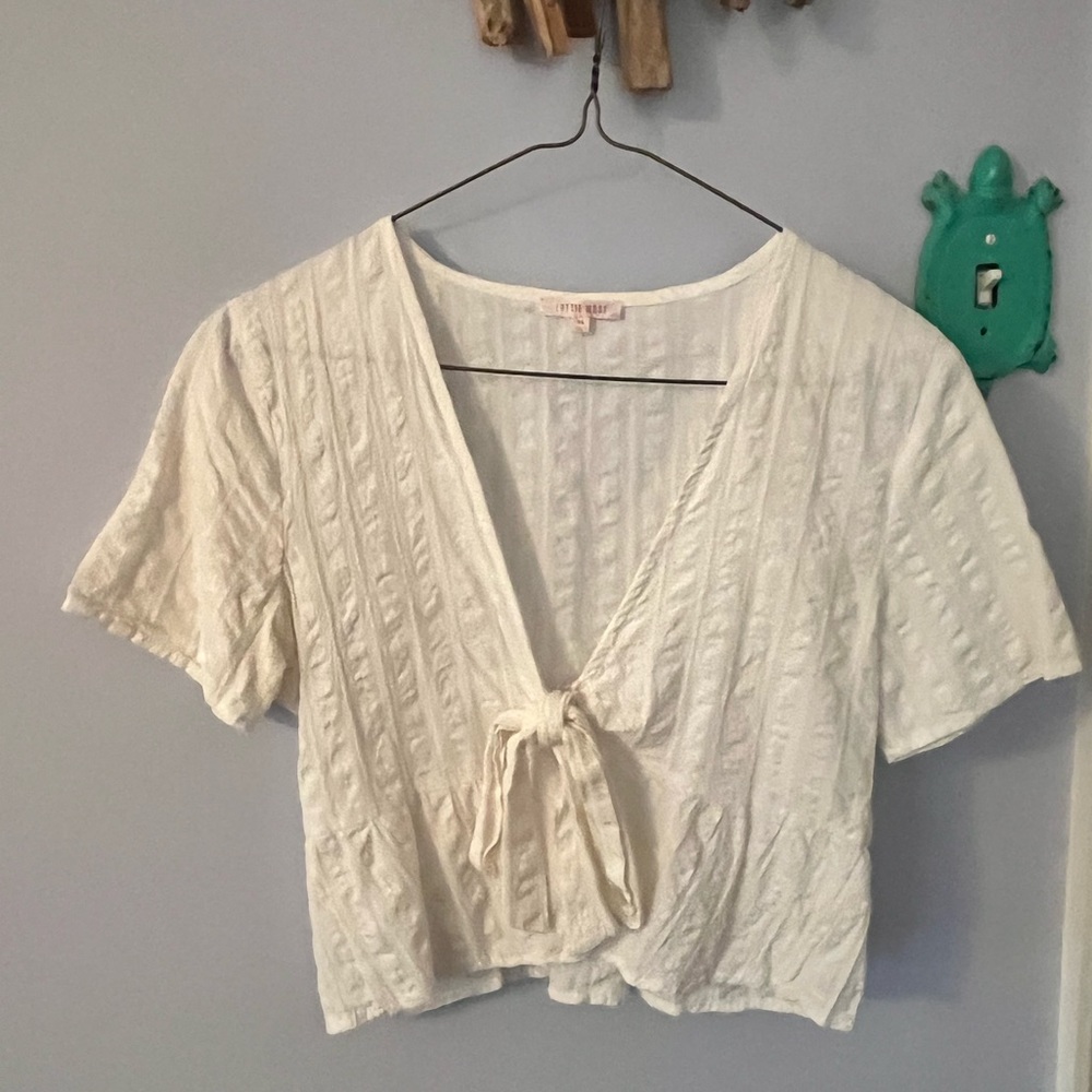 White PacSun Tie Front Blouse